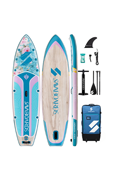 Aqua Harmony 11’ (Tekerlekli Çantalı Set ) Geniş ve Dengeli Şişme Paddle Board 335x86x15 cm SUP Seti - Turkuaz